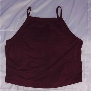 red cropped halter tank
